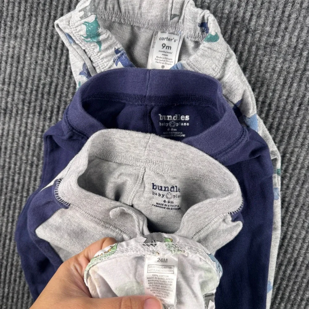Carters Baby Place Boys Dinosaur Pants Joggers Bundle 6-9M‎ 9M 24M 4pc Set 415